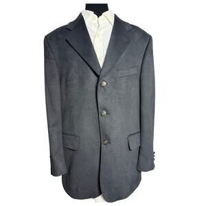 Vintage 90s Men's 42 Lord & Taylor Fifth Ave Black Blazer Suit Jacket Velour